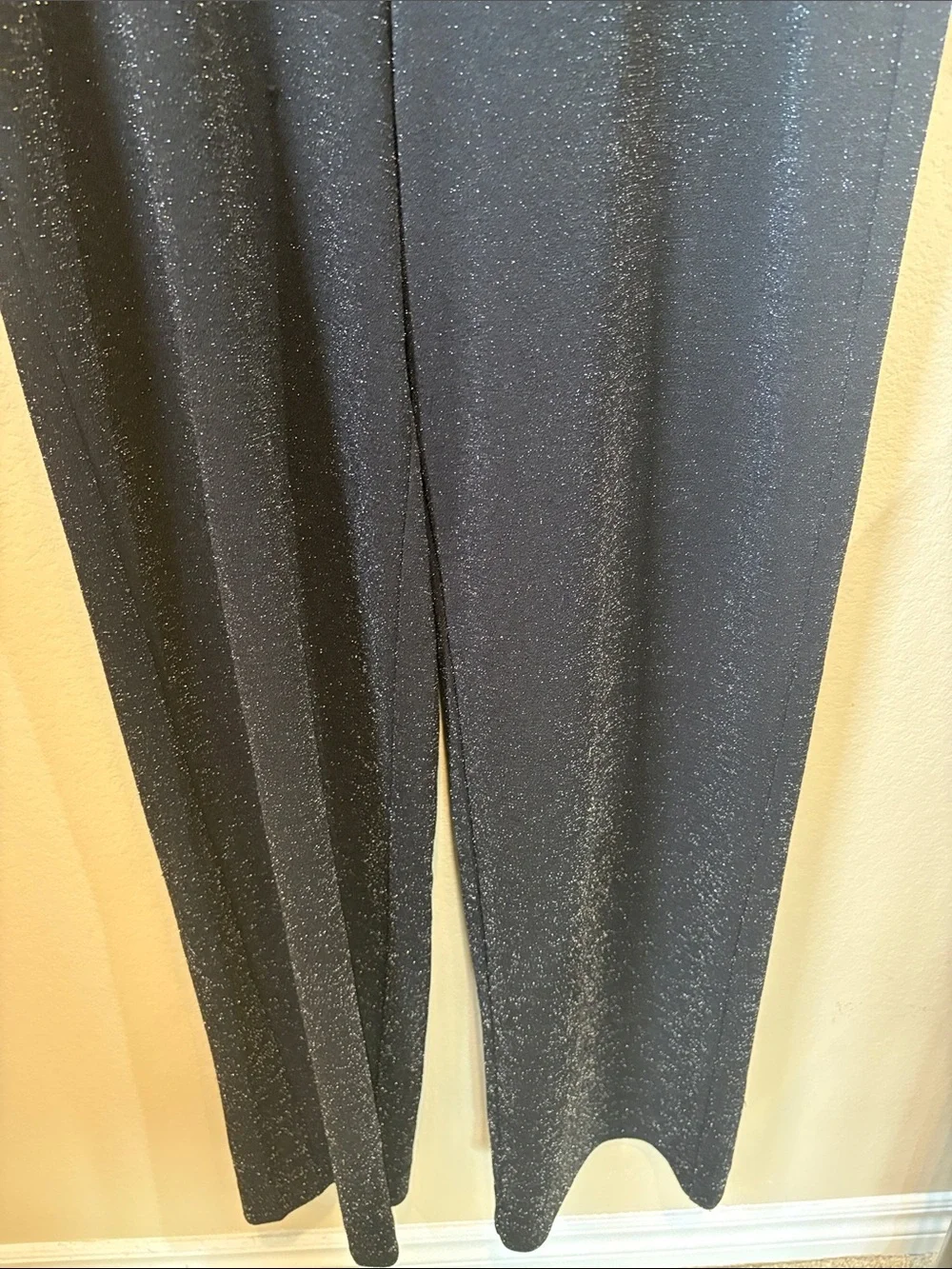 Anne Klein Black Metallic Fleck Wide-Leg Pants
